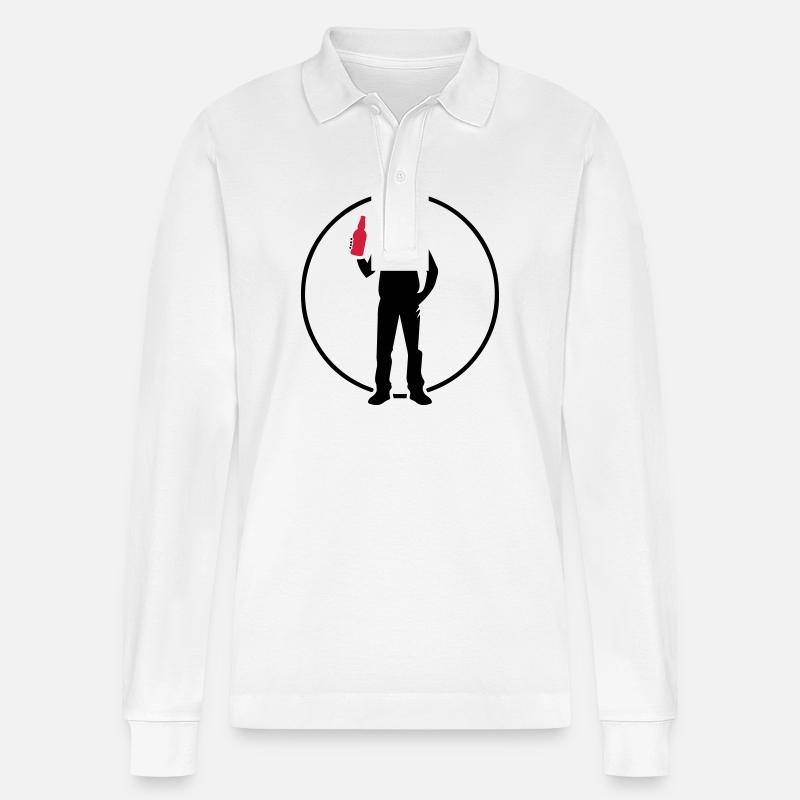 Bier Trinken Silhouette - Stanley/Stella Unisex Bio-Langarm-Poloshirt Prepster - Weiß
