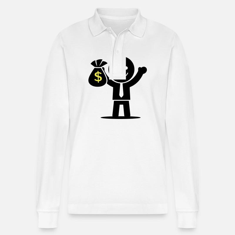 Soldi Contanti Hustle Borsa dei soldi - Polo a manica lunga ecologica unisex Prepster di Stanley/Stella - bianco