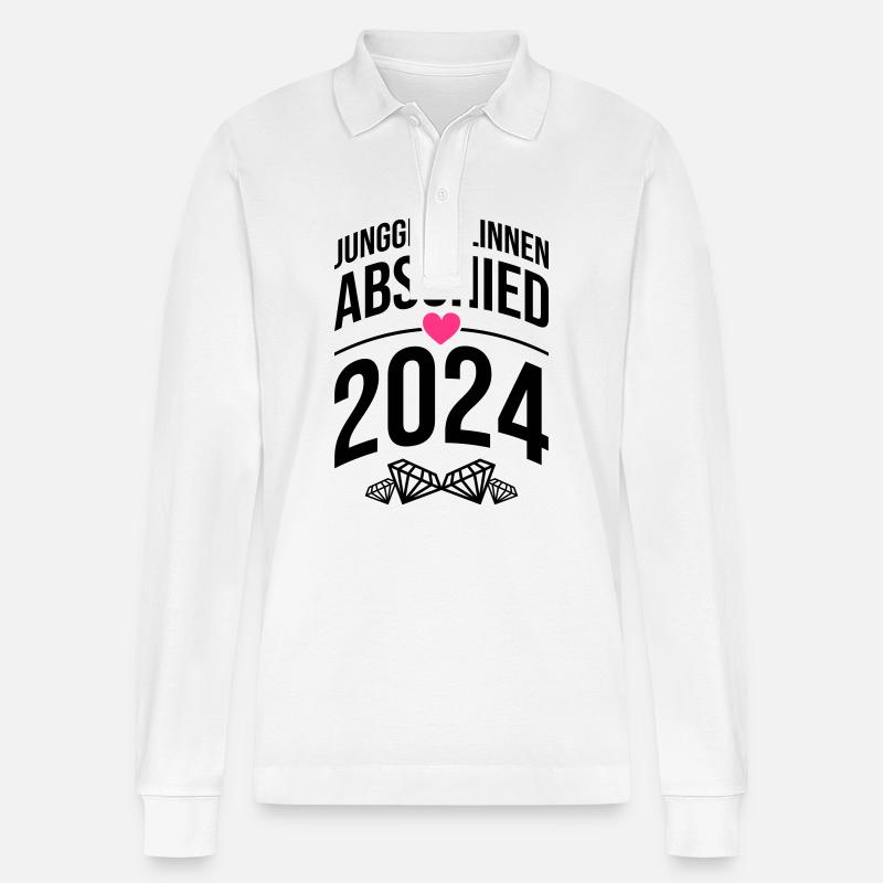 Junggesellinnenabschied 2024 Braut - Stanley/Stella Unisex Bio-Langarm-Poloshirt Prepster - Weiß
