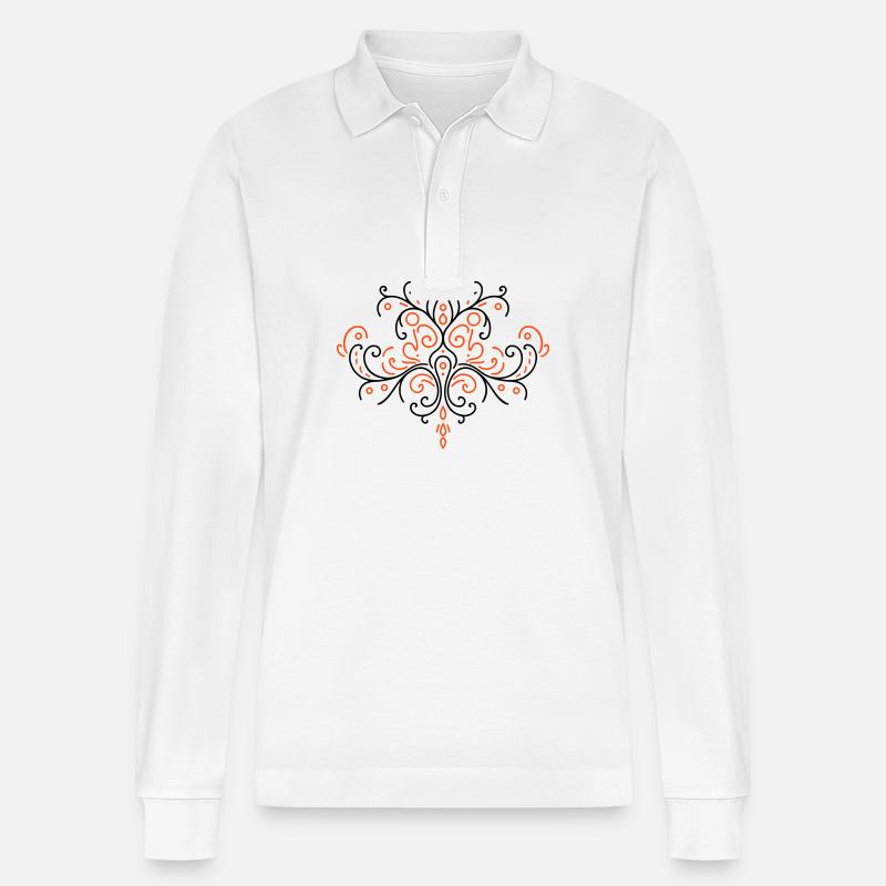 Ornament Boho - Stanley/Stella Unisex Bio-Langarm-Poloshirt Prepster - Weiß