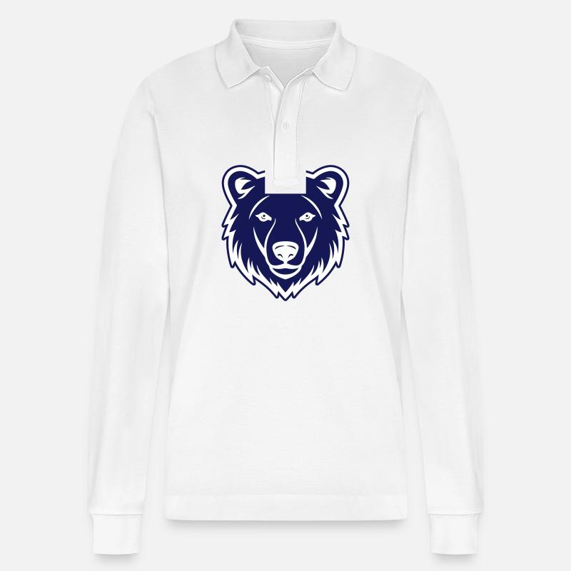 Eisbär Kopf Polar bär - Stanley/Stella Unisex Bio-Langarm-Poloshirt Prepster - Weiß