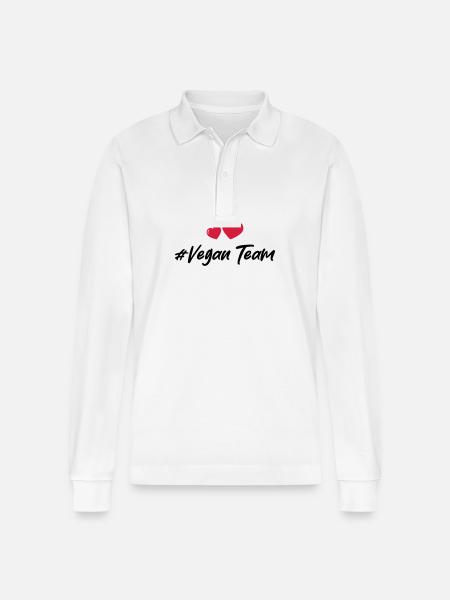 Vegan Team Heart - Stanley/Stella Organic Unisex Long-Sleeved Polo Shirt Prepster - white