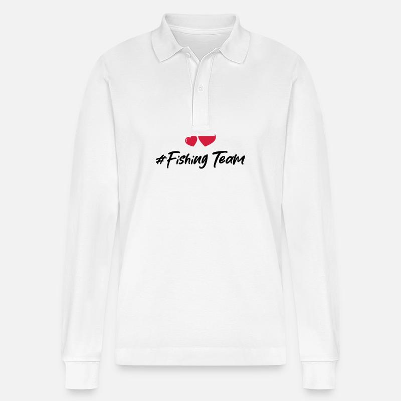 fishing team herz - Stanley/Stella Unisex Bio-Langarm-Poloshirt Prepster - Weiß