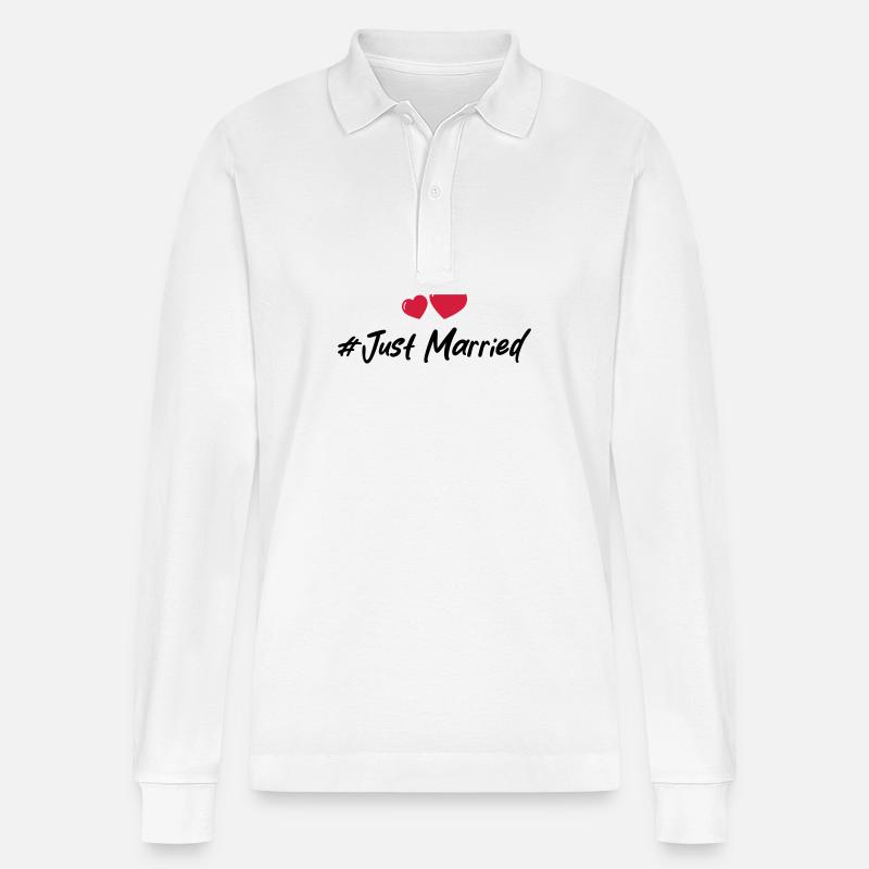 Coeur de mariage juste marié - Polo à manches longues bio PREPSTER Stanley/Stella Unisexe - blanc