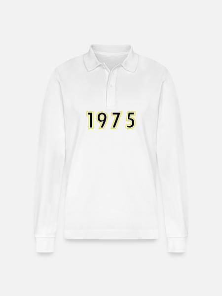 1975 Year Birthday - Stanley/Stella Organic Unisex Long-Sleeved Polo Shirt Prepster - white