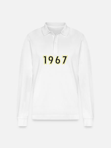 1967 Year Birthday - Stanley/Stella Organic Unisex Long-Sleeved Polo Shirt Prepster - white