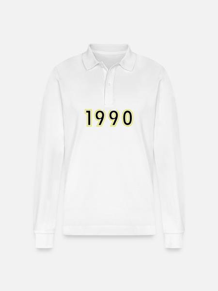 1990 Year Birthday - Stanley/Stella Organic Unisex Long-Sleeved Polo Shirt Prepster - white