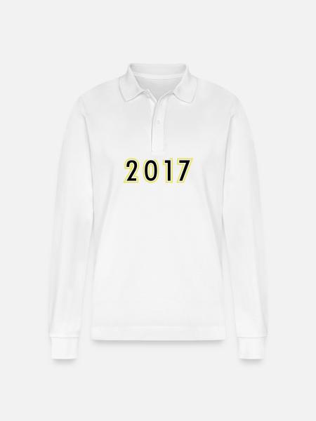 2017 Year Birthday - Stanley/Stella Organic Unisex Long-Sleeved Polo Shirt Prepster - white