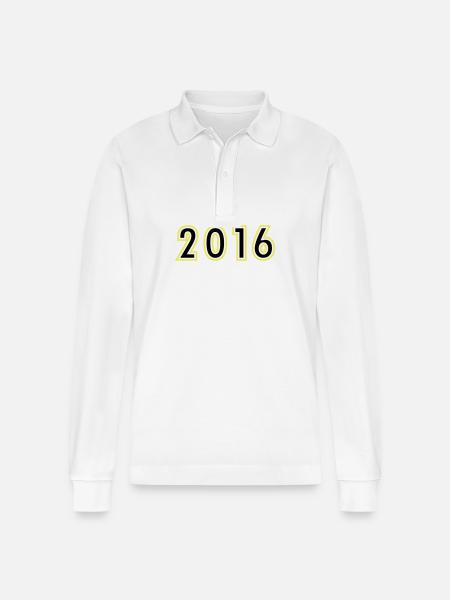 2016 Year Birthday - Stanley/Stella Organic Unisex Long-Sleeved Polo Shirt Prepster - white