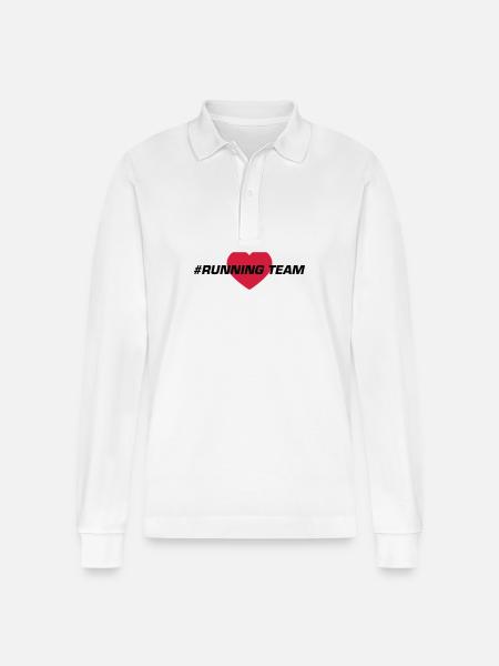 Running Team Herz - Stanley/Stella Unisex Bio-Langarm-Poloshirt Prepster - Weiß