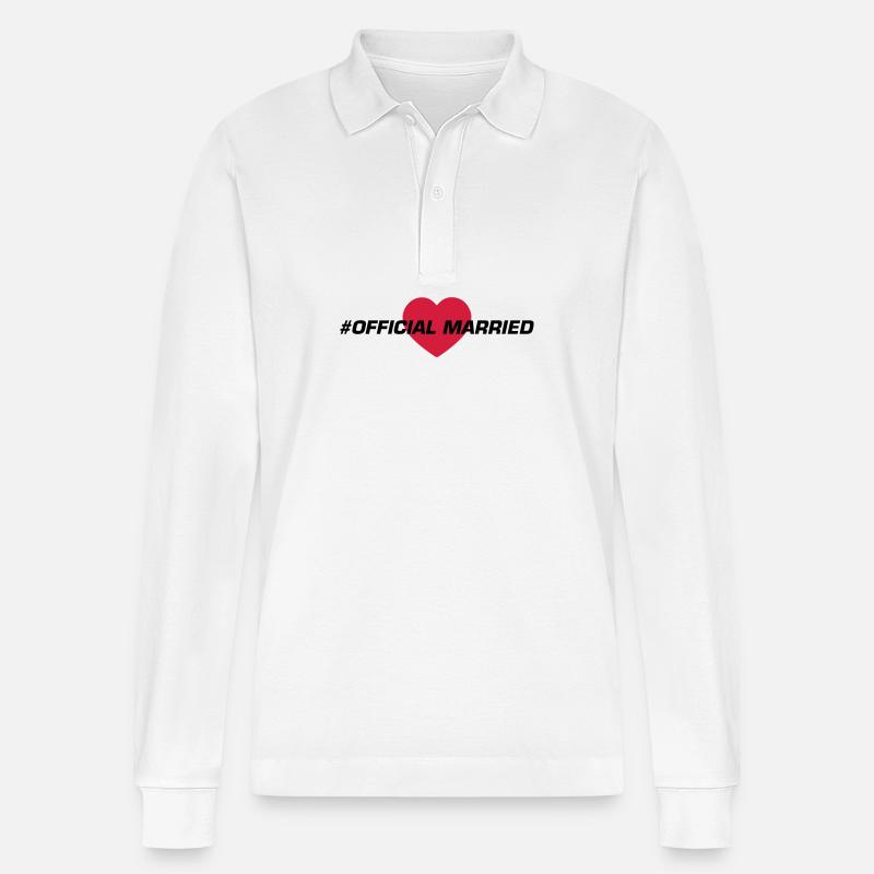 Married Hochzeit Herz - Stanley/Stella Unisex Bio-Langarm-Poloshirt Prepster - Weiß
