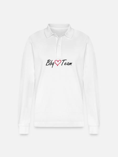 BBQ Grill Team Heart - Stanley/Stella Organic Unisex Long-Sleeved Polo Shirt Prepster - white