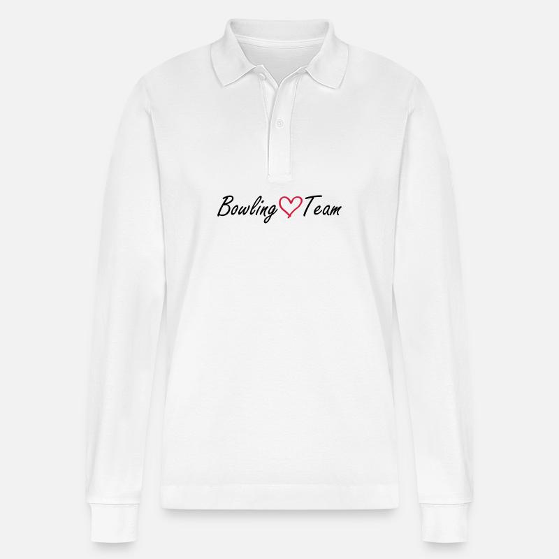 Bowling Team Herz - Stanley/Stella Unisex Bio-Langarm-Poloshirt Prepster - Weiß