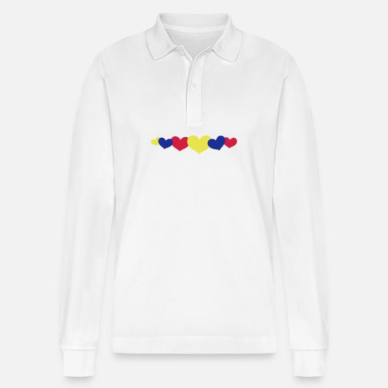 Herzen Bunt Liebe - Stanley/Stella Unisex Bio-Langarm-Poloshirt Prepster - Weiß
