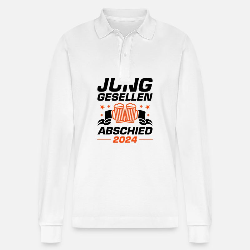 Junggesellen Abschied 2024 - Stanley/Stella Unisex Bio-Langarm-Poloshirt Prepster - Weiß
