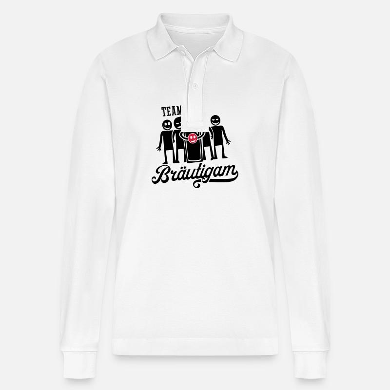 Hochzeit Bräutigam Party - Stanley/Stella Unisex Bio-Langarm-Poloshirt Prepster - Weiß