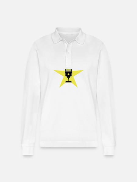 Microphone Symbol Podcast - Stanley/Stella Organic Unisex Long-Sleeved Polo Shirt Prepster - white