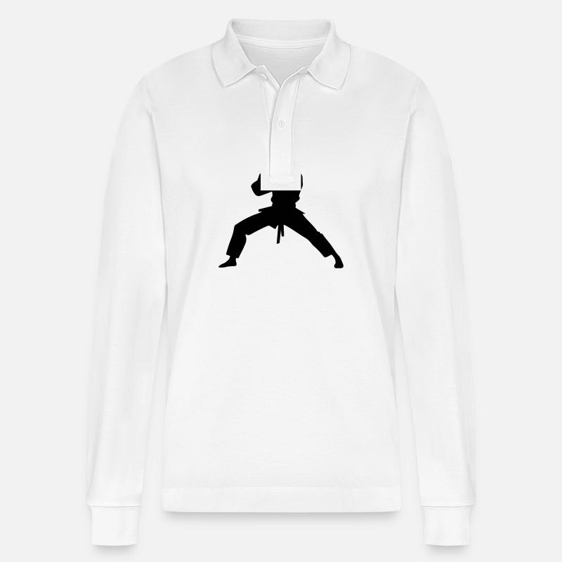 Icône de l’homme de karaté - Polo à manches longues bio PREPSTER Stanley/Stella Unisexe - blanc
