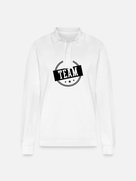 Team Circle - Stanley/Stella Organic Unisex Long-Sleeved Polo Shirt Prepster - white