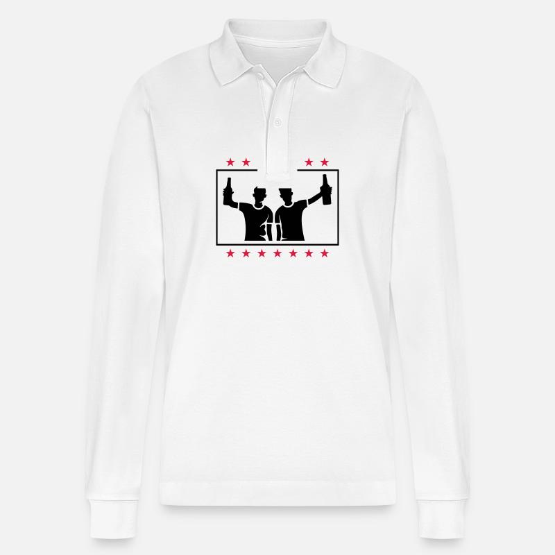 Junggesellenabschied Party Team - Stanley/Stella Unisex Bio-Langarm-Poloshirt Prepster - Weiß