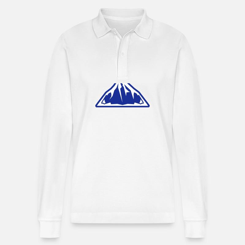 Berge Logo - Stanley/Stella Unisex Bio-Langarm-Poloshirt Prepster - Weiß