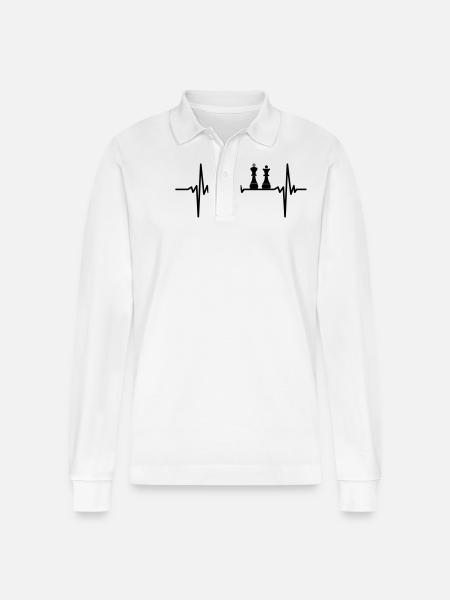 Heartbeat for chess players - Stanley/Stella Organic Unisex Long-Sleeved Polo Shirt Prepster - white