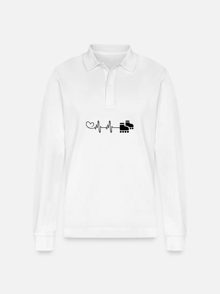 Inline skates pulse heartbeat - Stanley/Stella Organic Unisex Long-Sleeved Polo Shirt Prepster - white