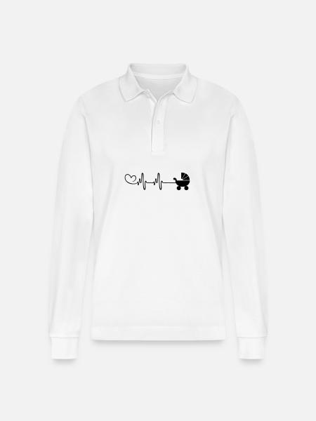 Stroller baby pulse heart - Stanley/Stella Organic Unisex Long-Sleeved Polo Shirt Prepster - white