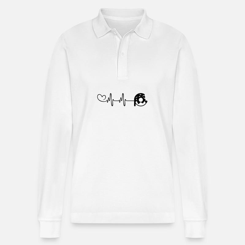 Donut Puls Herz - Stanley/Stella Unisex Bio-Langarm-Poloshirt Prepster - Weiß
