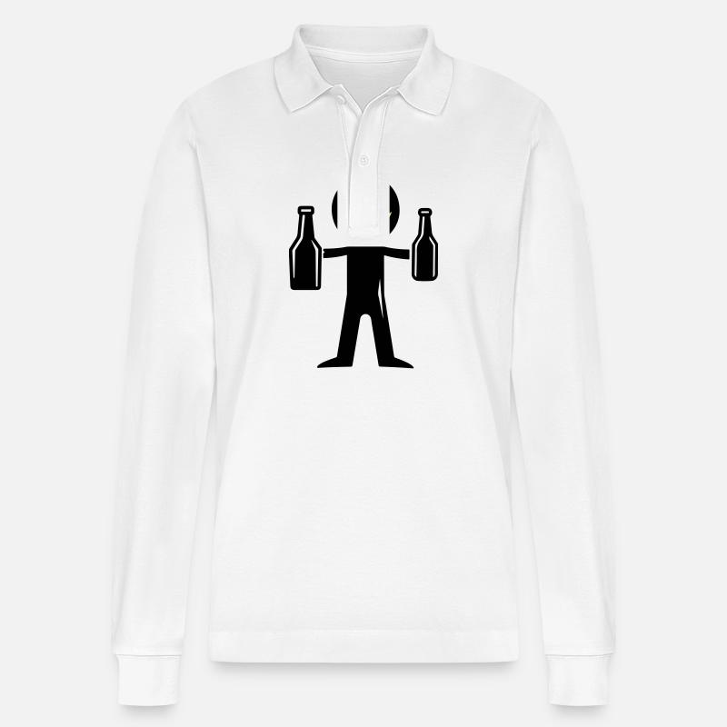 Strichmännchen Bier - Stanley/Stella Unisex Bio-Langarm-Poloshirt Prepster - Weiß