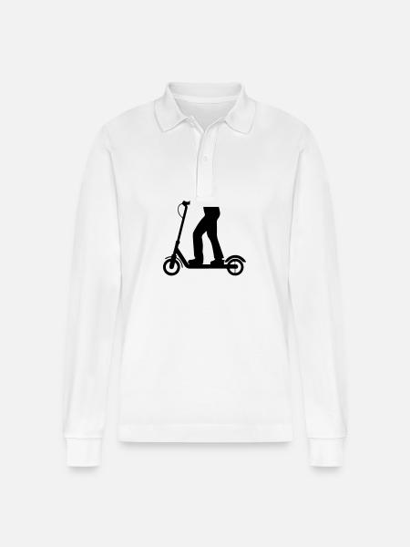 E Scooter Electric - Stanley/Stella Organic Unisex Long-Sleeved Polo Shirt Prepster - white