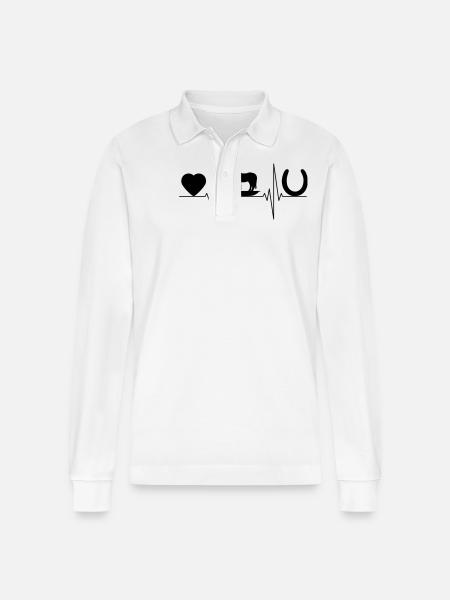 Leben mit Pferdewippe - Stanley/Stella Unisex Bio-Langarm-Poloshirt Prepster - Weiß