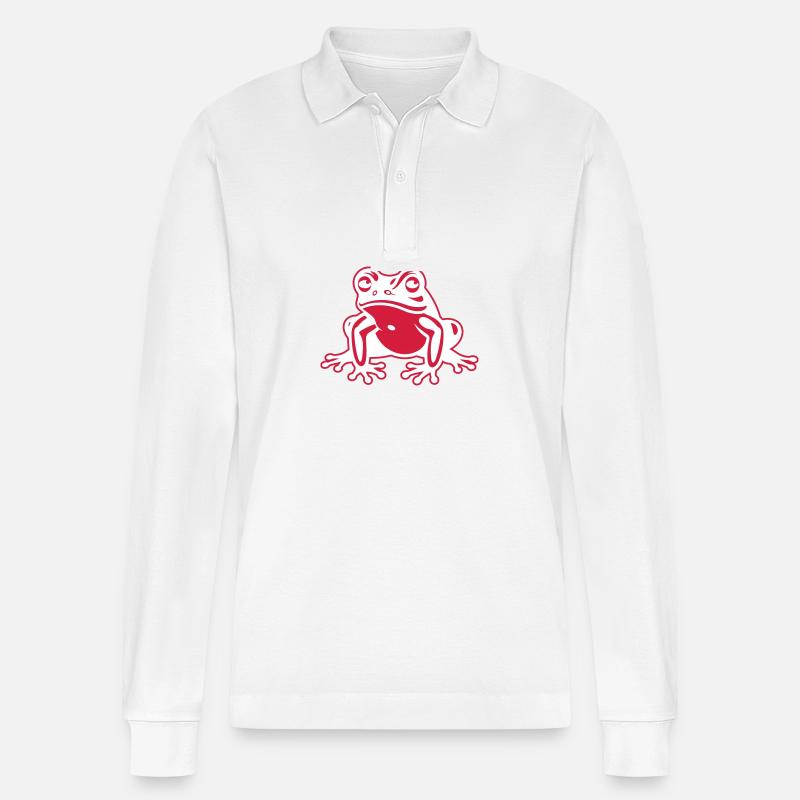 Frosch Tier - Stanley/Stella Unisex Bio-Langarm-Poloshirt Prepster - Weiß
