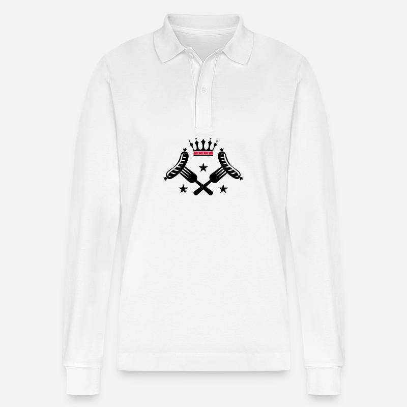 Bratwurst Würstchen Wurst - Stanley/Stella Unisex Bio-Langarm-Poloshirt Prepster - Weiß