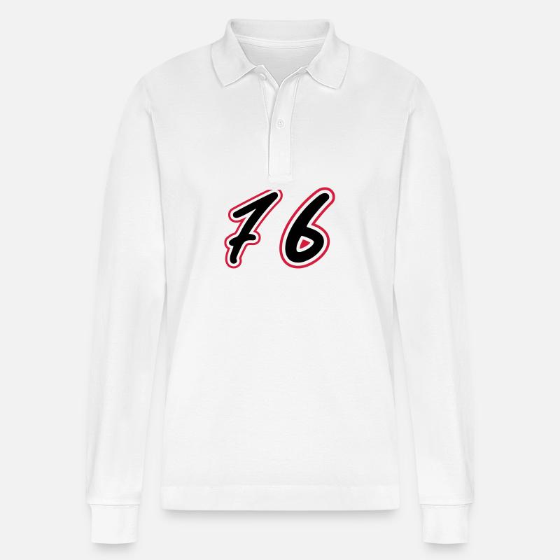 76 Symbole numérique - Polo à manches longues bio PREPSTER Stanley/Stella Unisexe - blanc
