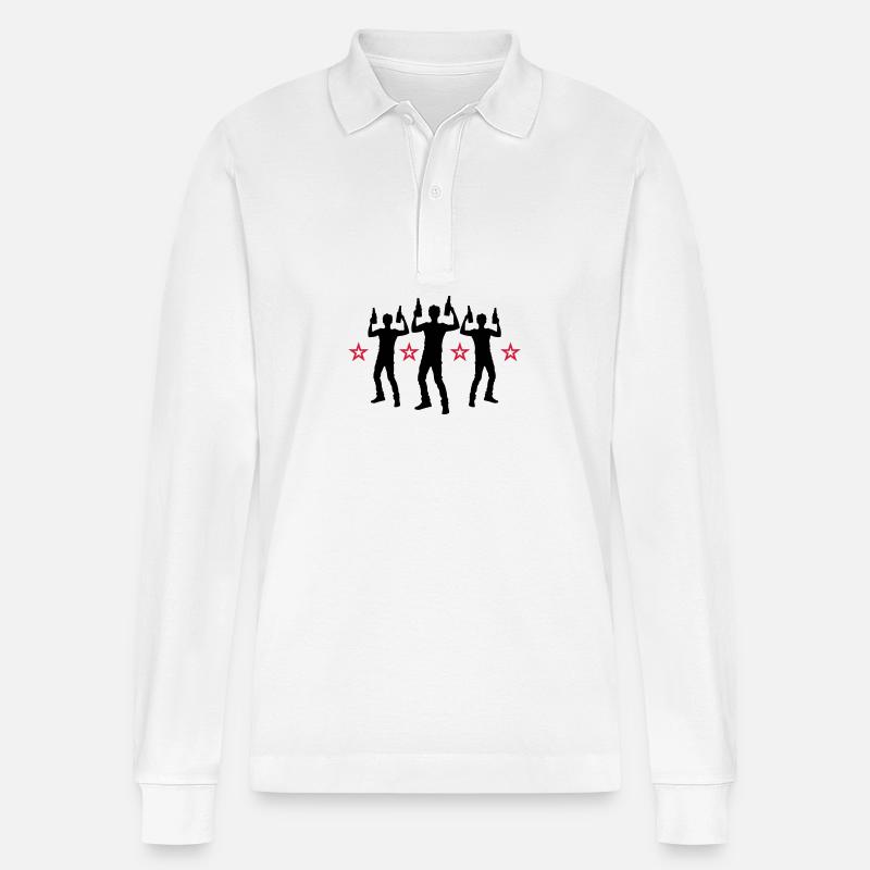 Crew Party Gruppe - Stanley/Stella Unisex Bio-Langarm-Poloshirt Prepster - Weiß