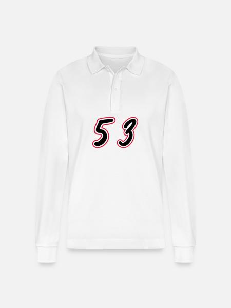 53 Number Symbol - Stanley/Stella Organic Unisex Long-Sleeved Polo Shirt Prepster - white