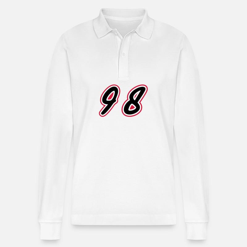 98 Zahl Symbol - Stanley/Stella Unisex Bio-Langarm-Poloshirt Prepster - Weiß