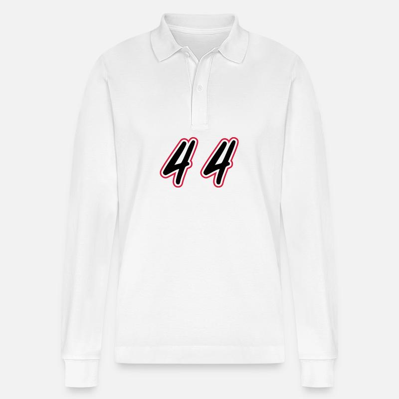 44 Zahl symbol - Stanley/Stella Unisex Bio-Langarm-Poloshirt Prepster - Weiß