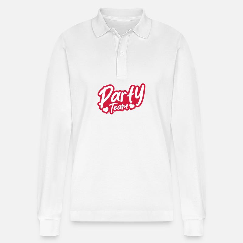 Party Team - Stanley/Stella Unisex Bio-Langarm-Poloshirt Prepster - Weiß