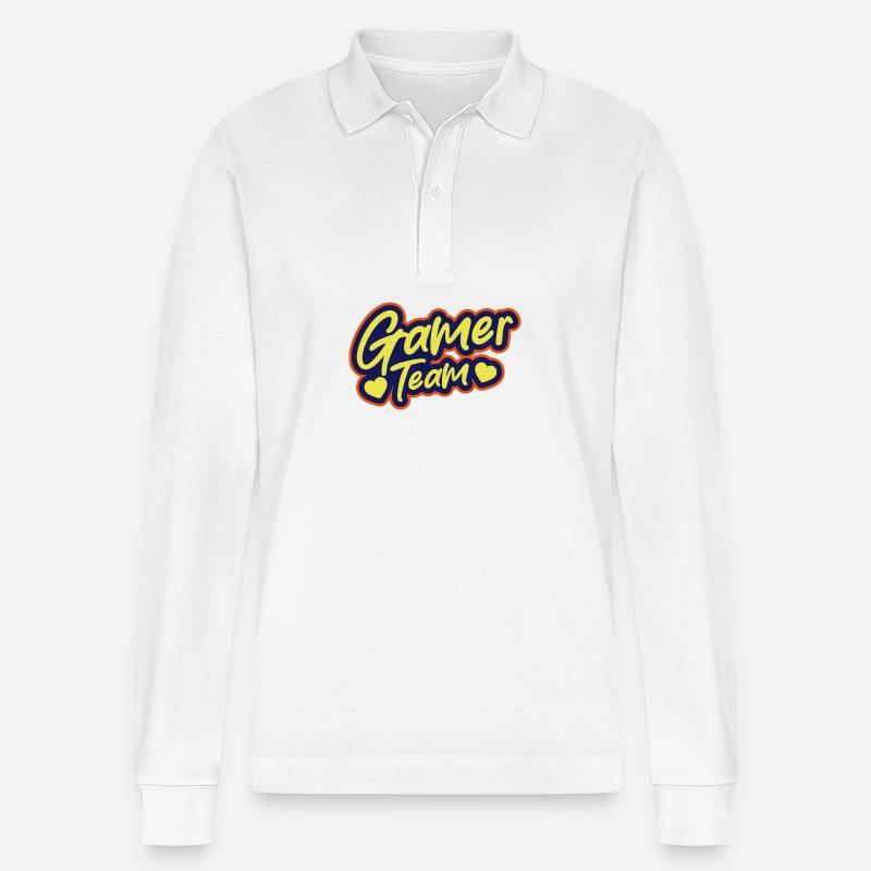 Gamer Team - Stanley/Stella Unisex Bio-Langarm-Poloshirt Prepster - Weiß