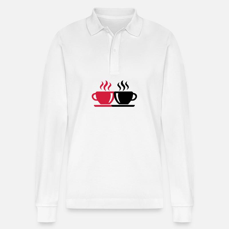 Kaffeetasse - Stanley/Stella Unisex Bio-Langarm-Poloshirt Prepster - Weiß