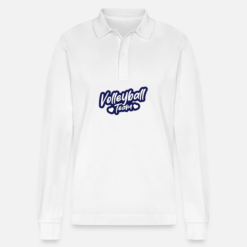 Volleyball Team - Stanley/Stella Unisex Bio-Langarm-Poloshirt Prepster - Weiß
