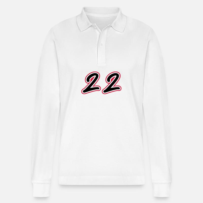 22 Symbole numérique - Polo à manches longues bio PREPSTER Stanley/Stella Unisexe - blanc