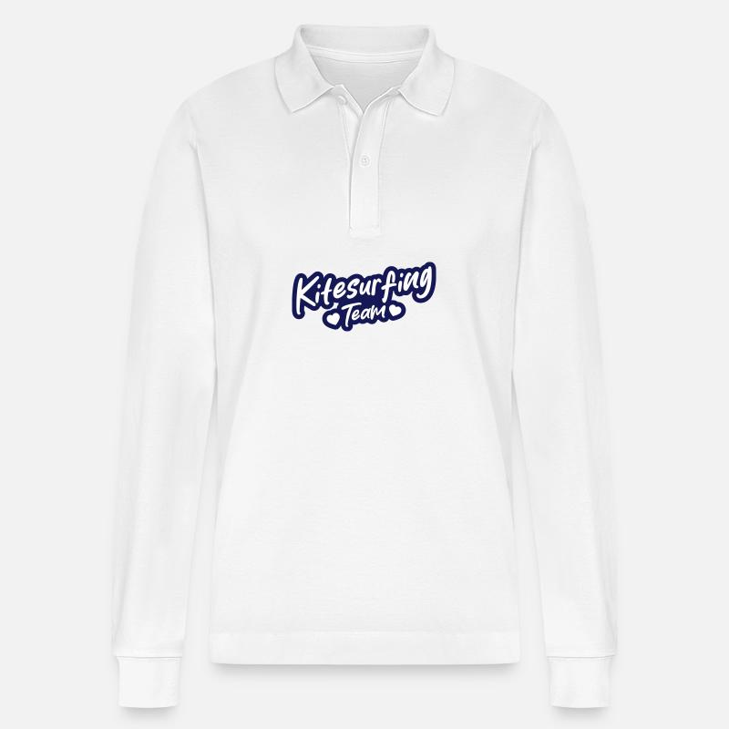 Kitesurfing Team - Stanley/Stella Unisex Bio-Langarm-Poloshirt Prepster - Weiß