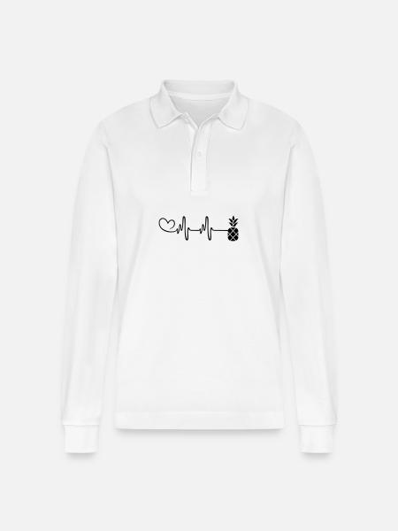 Ananas Puls Herz - Stanley/Stella Unisex Bio-Langarm-Poloshirt Prepster - Weiß
