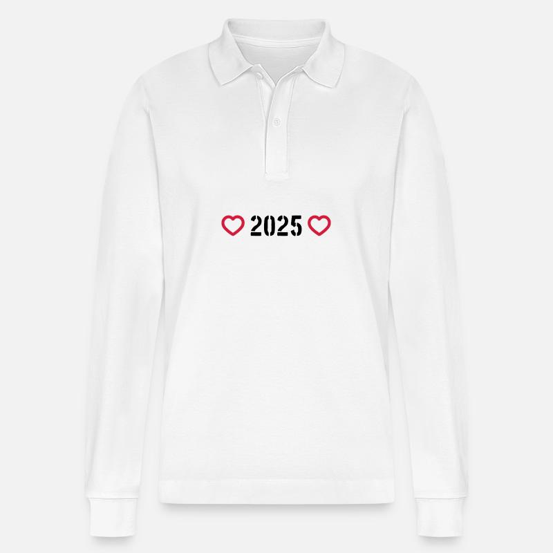 Cœur 2025 - Polo à manches longues bio PREPSTER Stanley/Stella Unisexe - blanc