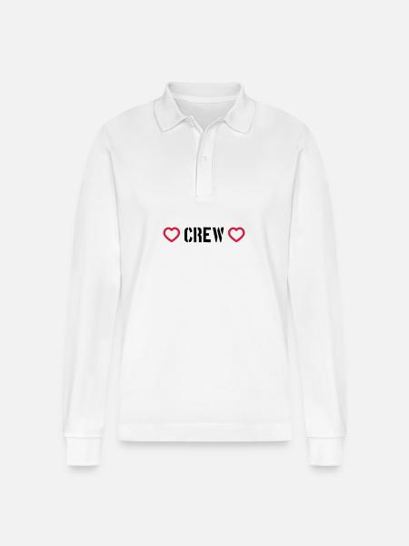 Crew Herz - Stanley/Stella Unisex Bio-Langarm-Poloshirt Prepster - Weiß