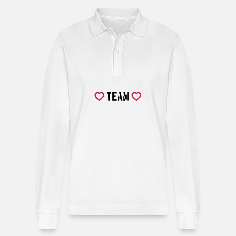 Team Herz Symbol - Stanley/Stella Unisex Bio-Langarm-Poloshirt Prepster - Weiß