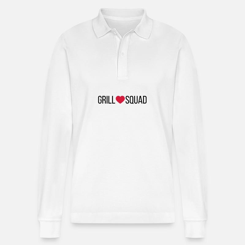 Grill Squad Herz - Stanley/Stella Unisex Bio-Langarm-Poloshirt Prepster - Weiß